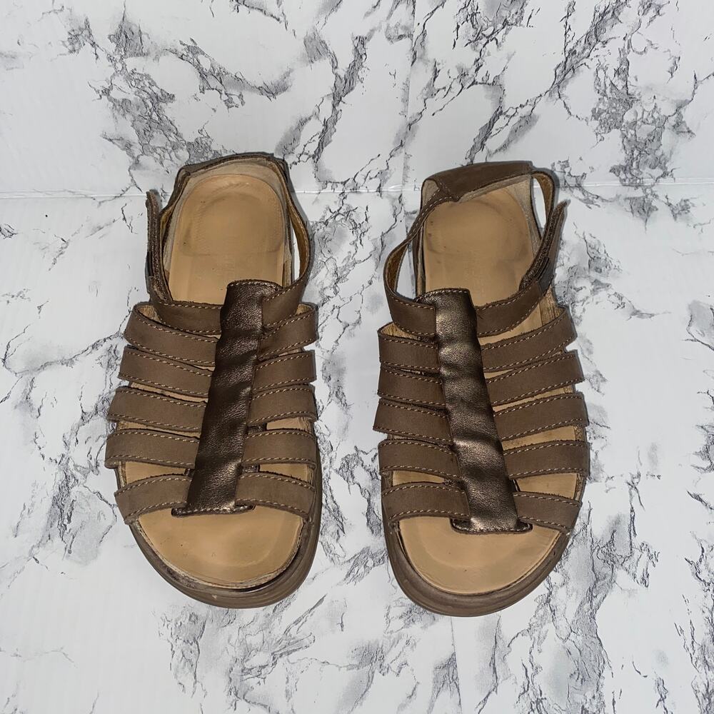 Hartjes Brown Bronze Leather Gladiator Flat Sandals Women's Size 39 US 9